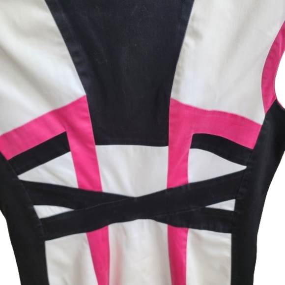 Alfani Pink & Black Color Block Sleeveless Cotton Blend Barbiecore Dress - Picture 4 of 5